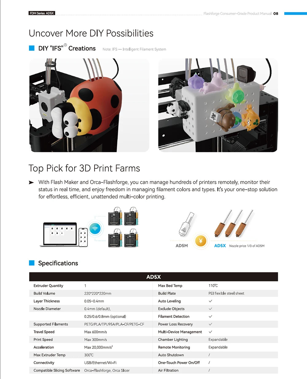 Multi-Color 3D Printer with Intelligent Filament System