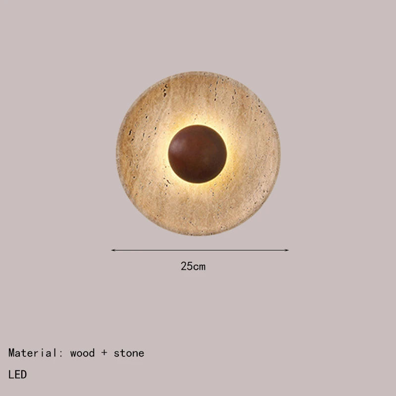 Dark Wood 25cm Natural Stone Wall Light Sconce 4000K