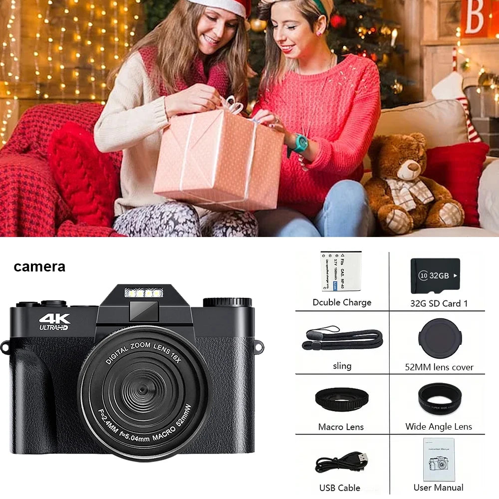 Portable 4K Vlogging Camera with 48MP Sensor & Digital Zoom