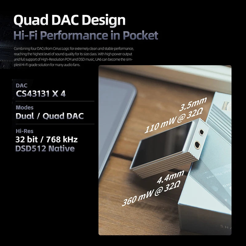 Hi Res Audio DAC Headphone Amplifier Balanced Output Silver