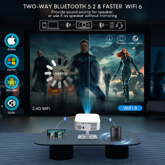 Native 1080p Projector with Holder Electronic Focus and Auto Correction