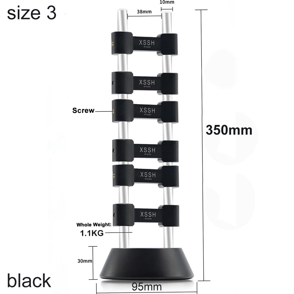 Heavy Duty Audio Cable Rack Stand Size 3 Black 2pcs