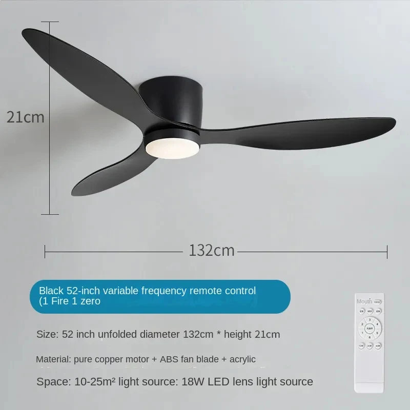 Ceiling Fan with LED Light Quiet Low Profile Remote Control