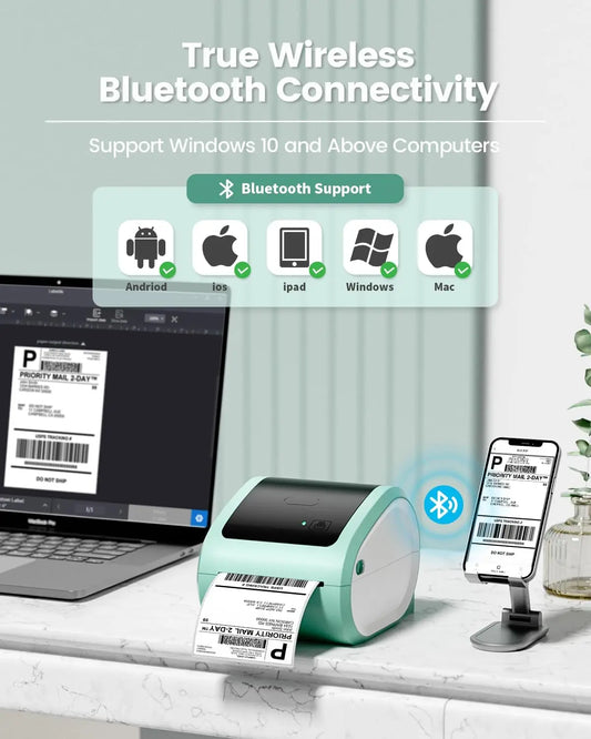 Portable Wireless Thermal Label Printer Bluetooth Shipping Labels