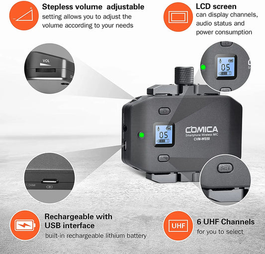 Wireless Handheld Microphone with Tripod for Camera and Phone