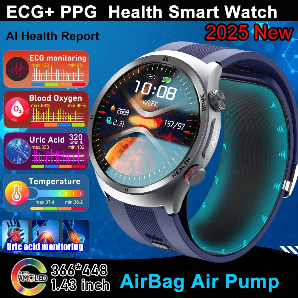 2025 Smart Airbag Watch Blood Pressure Monitor Blue