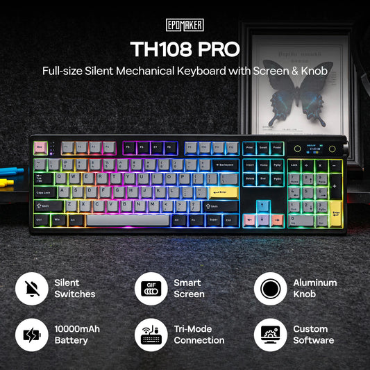 Black Hot-Swap Mechanical Keyboard Wireless, Wired, 10000mAh