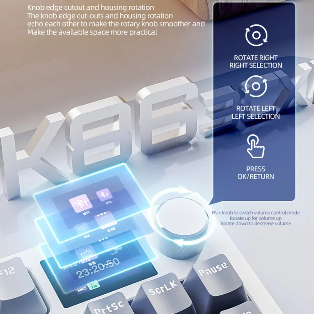 Wireless Mechanical Keyboard with Metal Knob and RGB Backlight