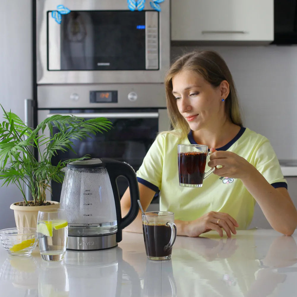 2.0L Electric Glass Kettle Matte White with Temp Control