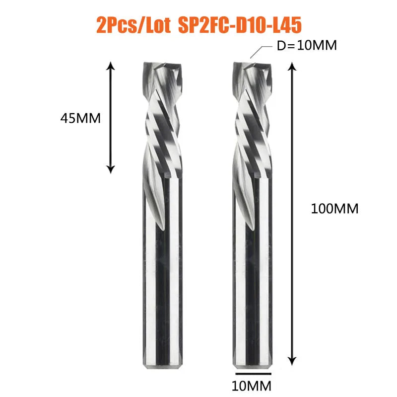 Woodworking 10mm Two-Flute End Mill Cutter 2PCS