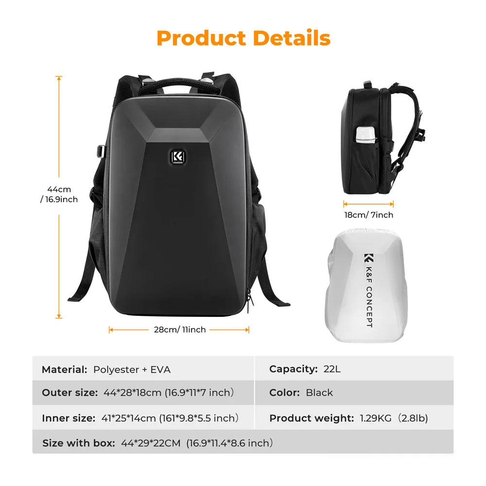 Travel Camera Backpack 22L with Waterproof Protection