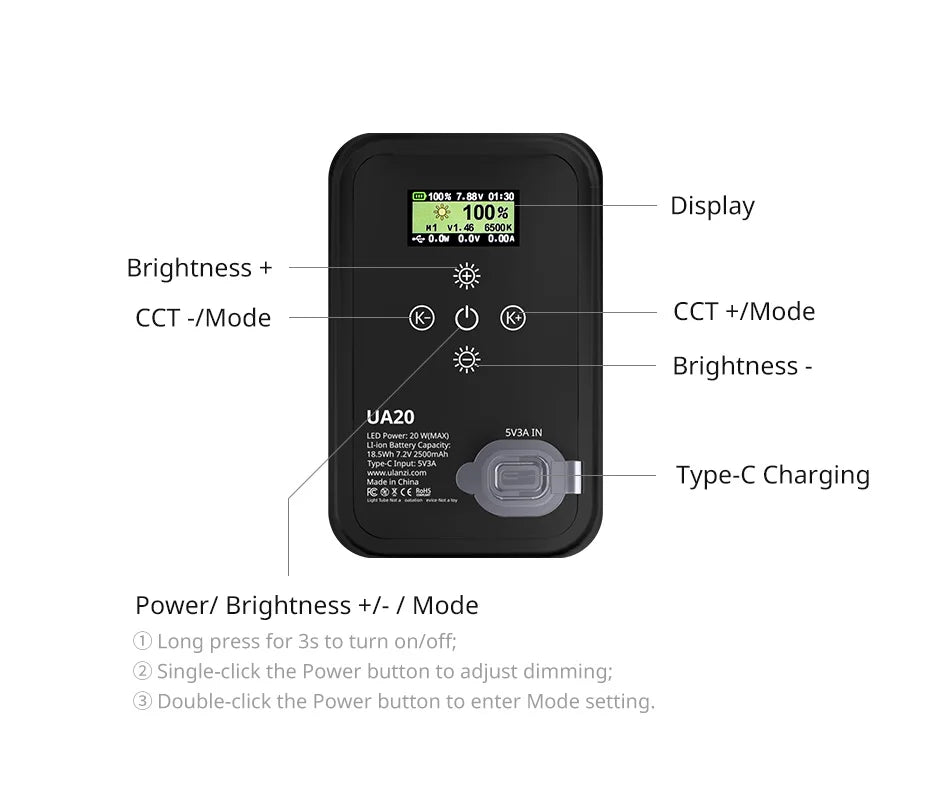 20W Portable Foldable Air Tube Light for Live Streaming