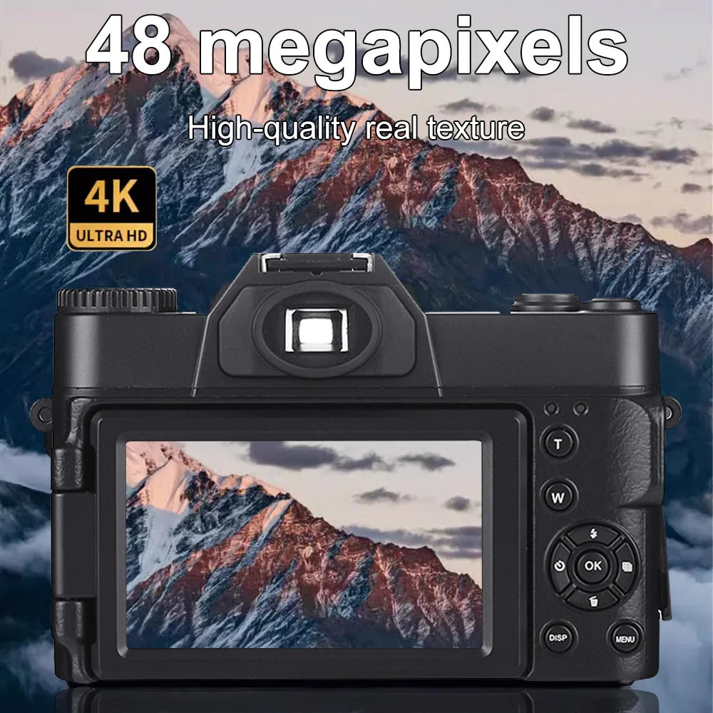 Portable 4K Vlogging Camera with 48MP Sensor & Digital Zoom