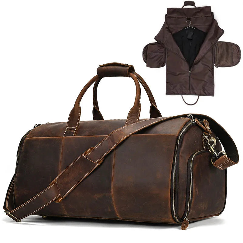 Mens Travel Duffel Bag with Clothes Cover Coffee