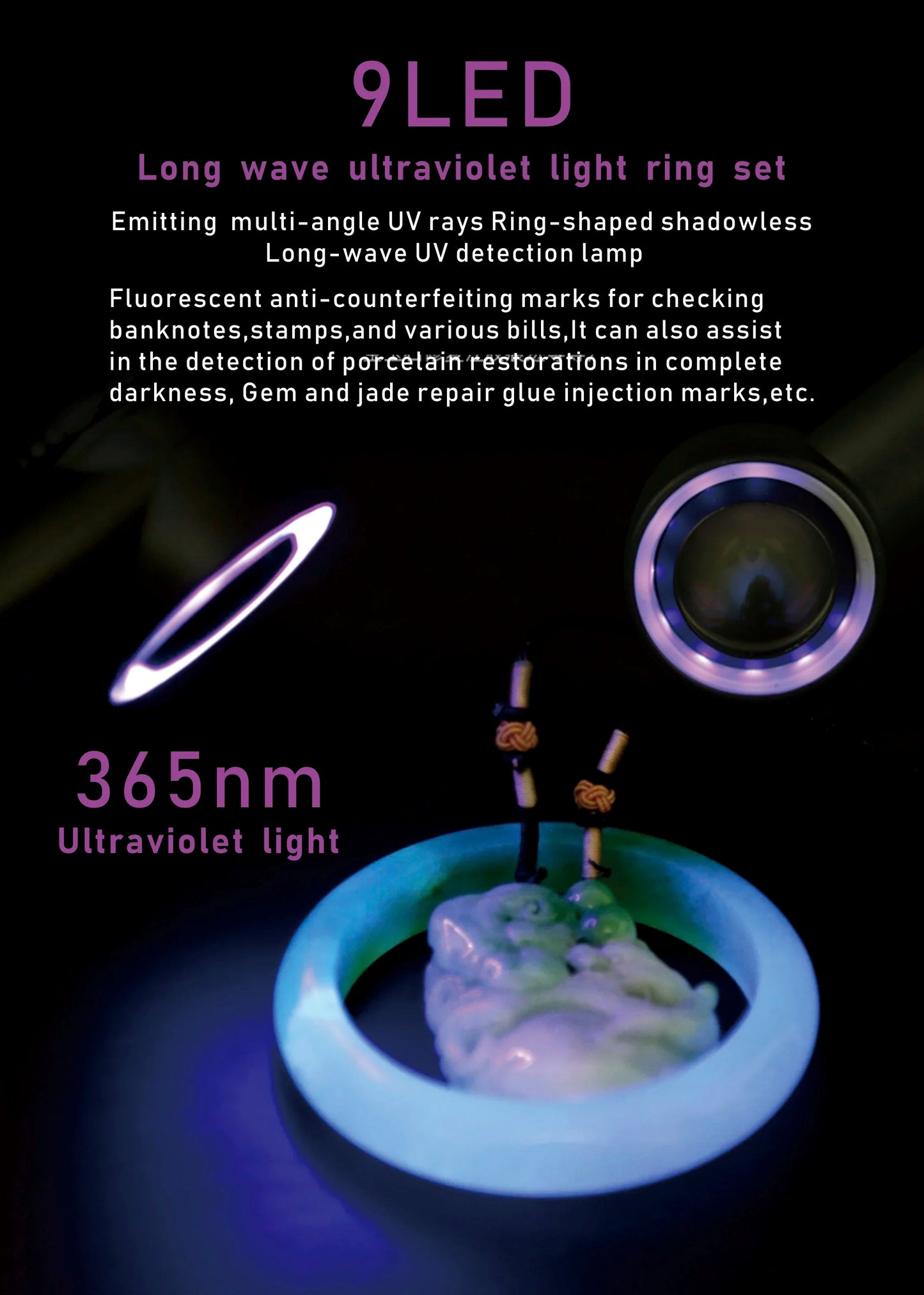 Portable 30X LED Magnifying Glass for Precision Craft Work