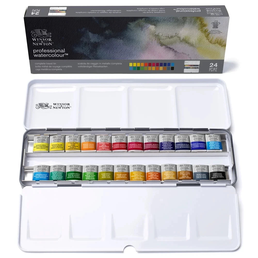 Lightweight Metal Watercolor Palette Box 24 Colours