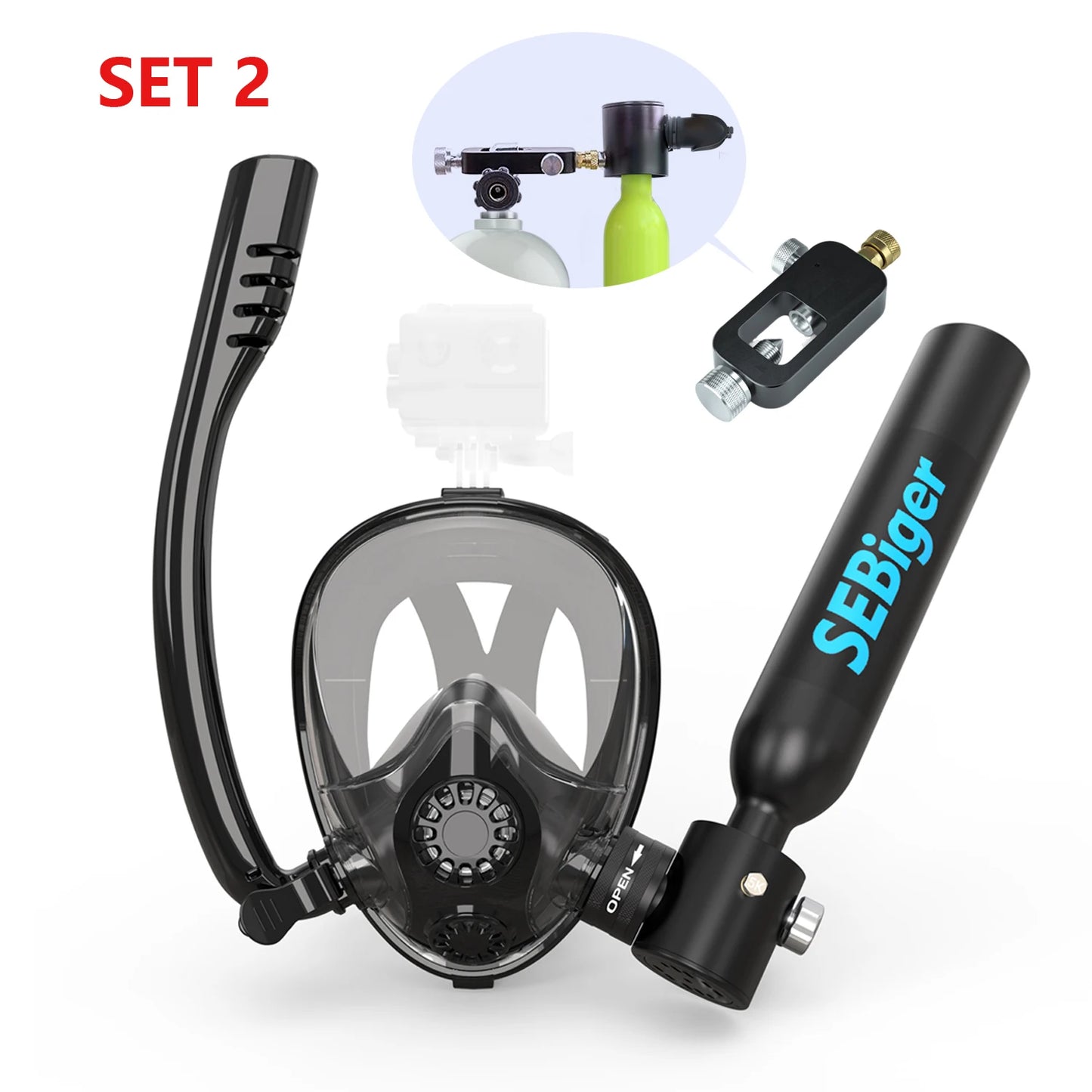 Black Beginner Diving Set, Reusable & Portable