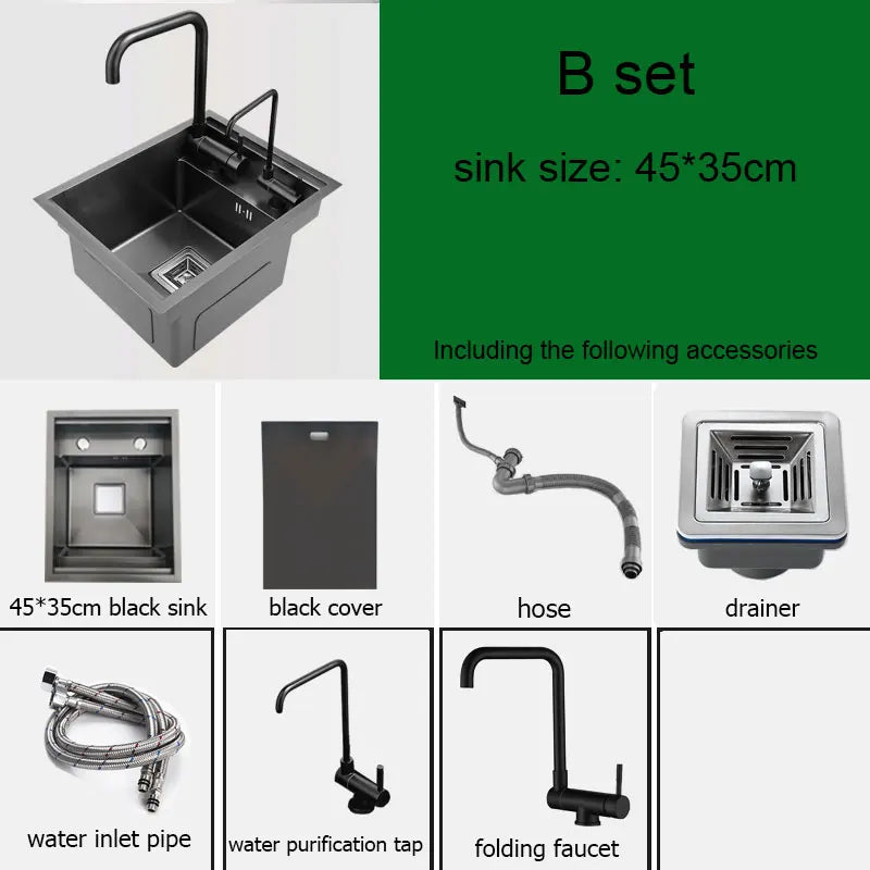 Compact Bar Sink 45x35cm Matte Black Finish