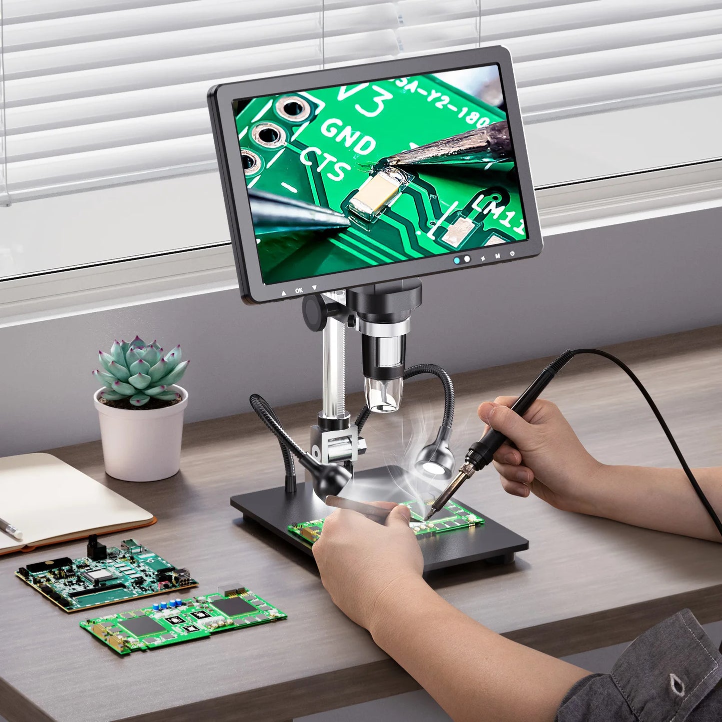 10.1in HDMI Digital Microscope 2000X 20MP Electronics Repair
