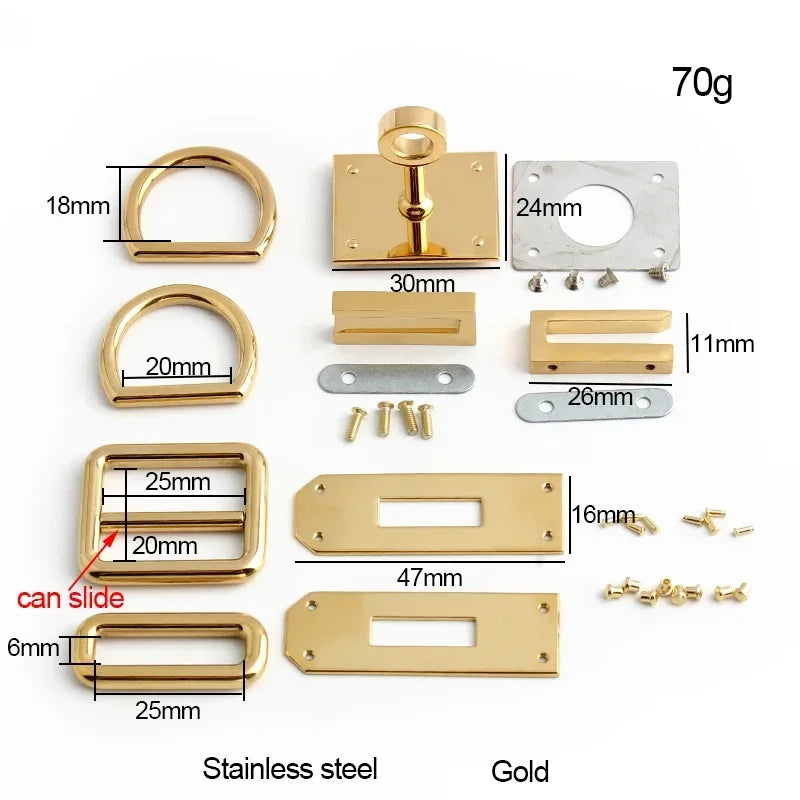 Stainless Steel Gold Bag Hanger Clasps 5 Sets