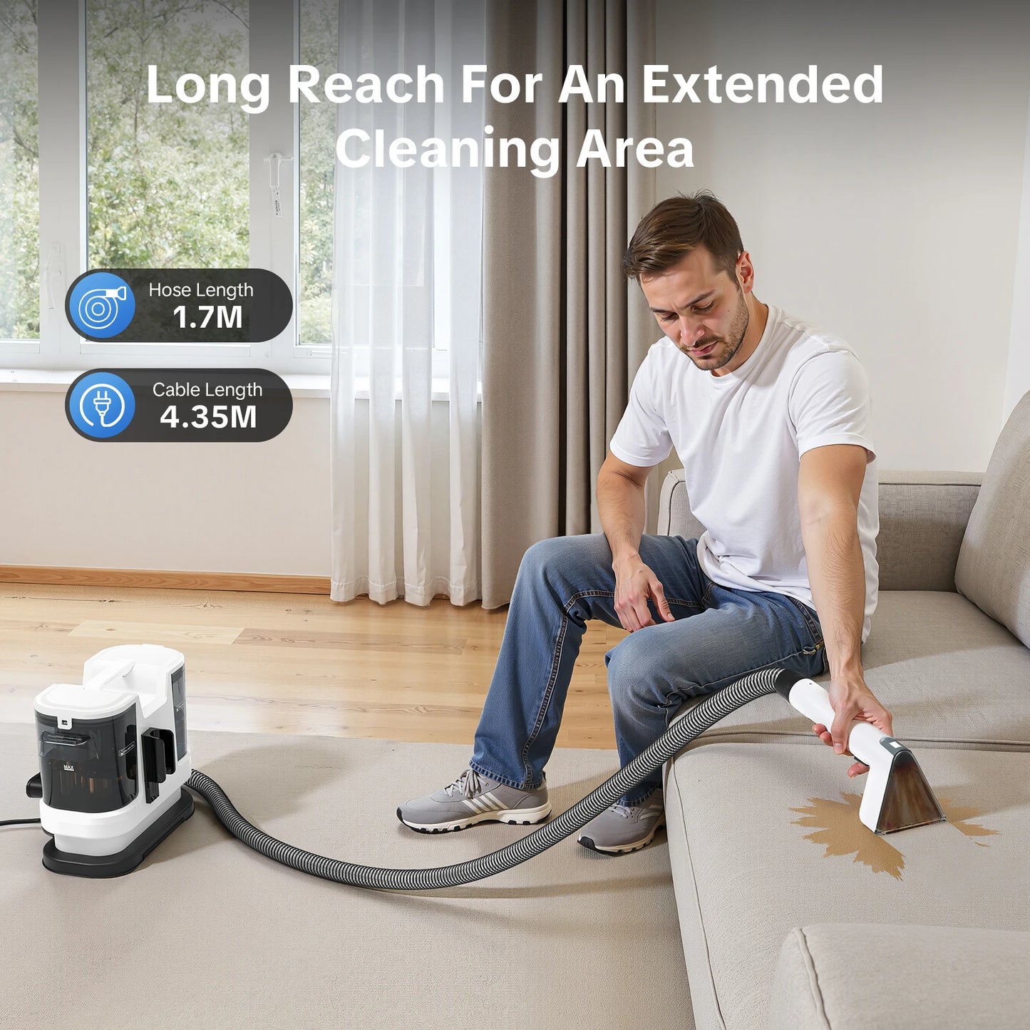 Heavy Duty Portable Carpet and Upholstery Cleaner with 1.75L Tan