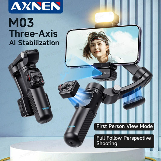 Foldable Anti Shake Smartphone Gimbal with Microphone