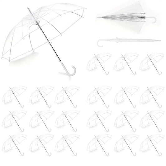 Bulk 20 Clear Party Umbrellas with J Hook Handles