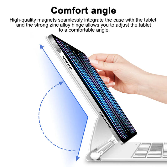 Magnetic Touch Keyboard White Case for iPad Pro 12.9