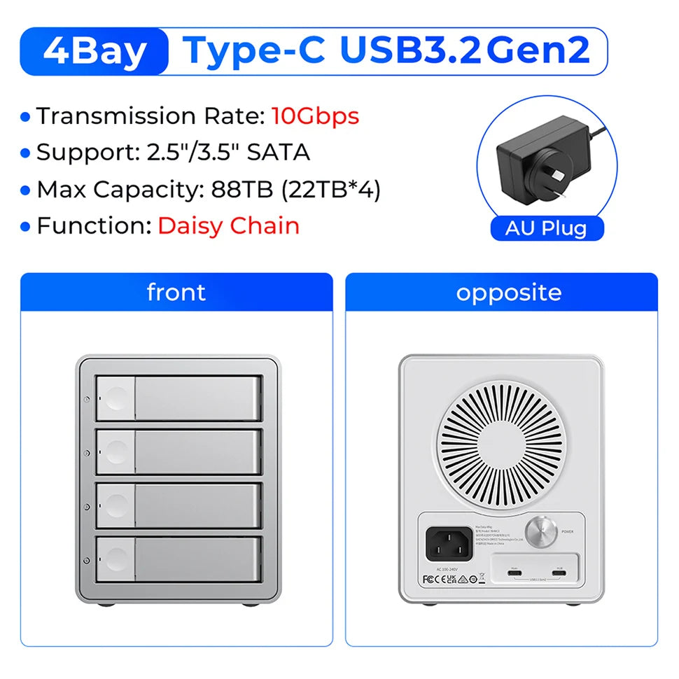 USB C 10Gbps Multi Bay HDD SSD Docking Station