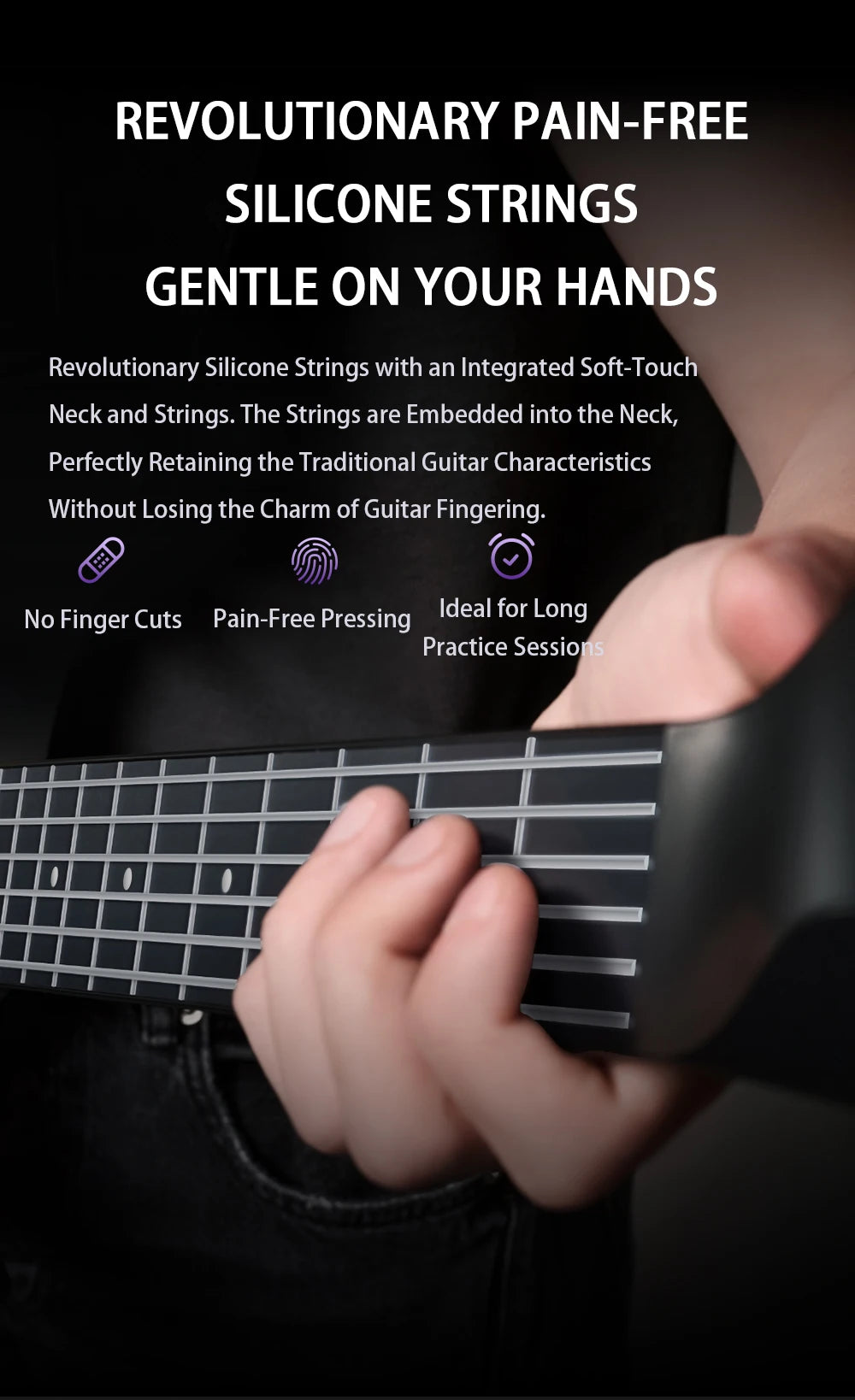 Travel Electric Guitar Black Bundle with Protective Bag & Mic