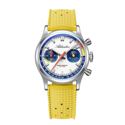 Men’s 38mm Waterproof Chronograph Watch Domed Glass Blue
