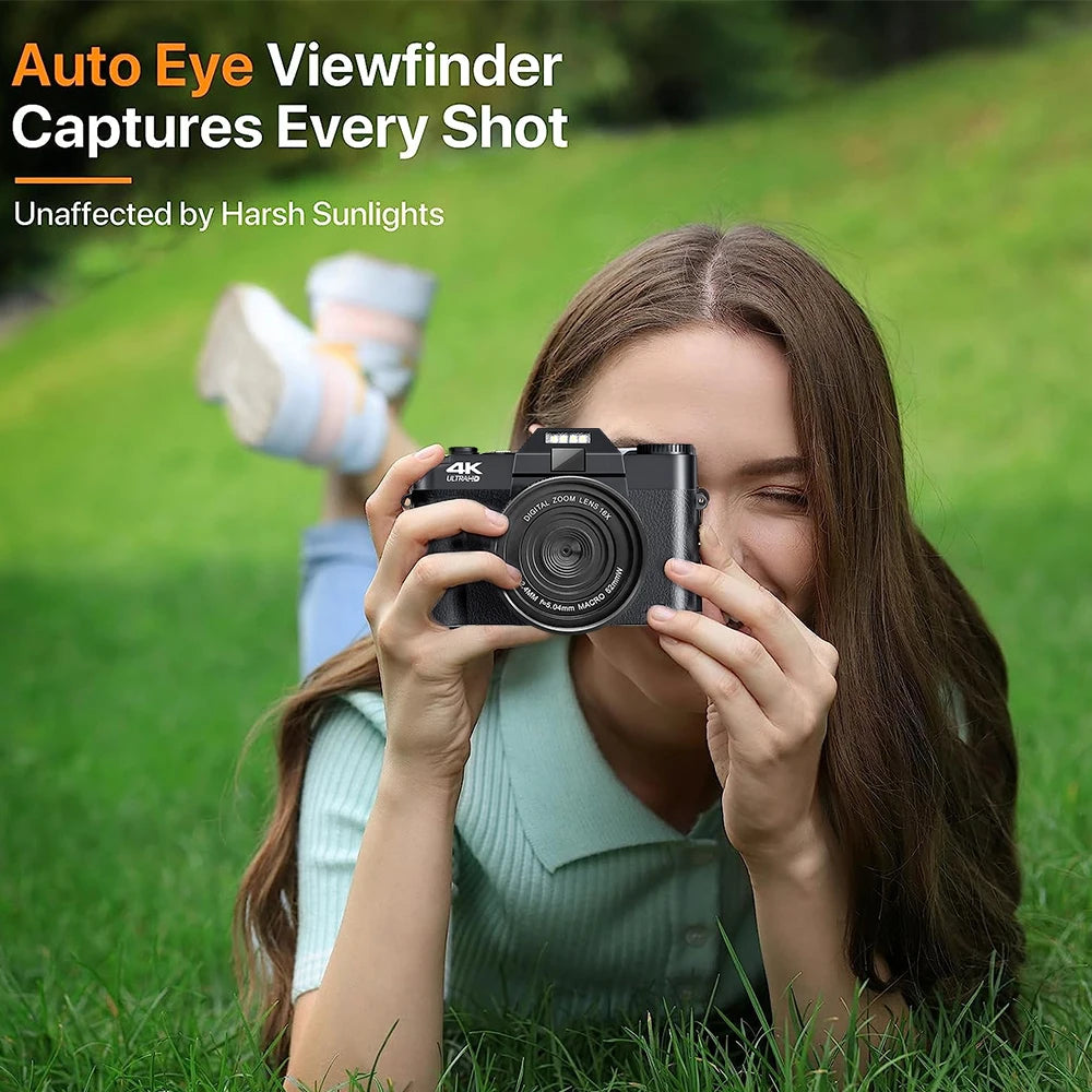 Portable 4K Vlogging Camera with 48MP Sensor & Digital Zoom