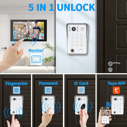 Black Smart Video Intercom Doorbell 10" Screen with Two-Way Audio