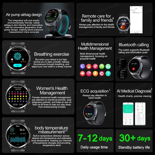 Intelligent ECG Health Leather Watch