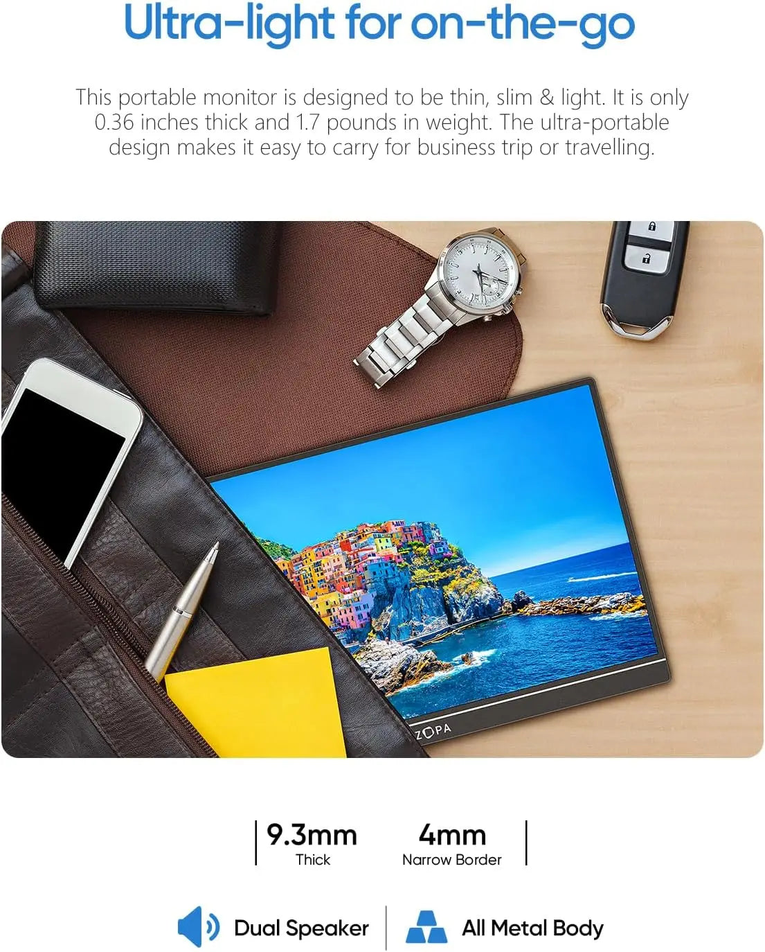 16.1 Inch Portable Monitor 1080p FHD 100% sRGB
