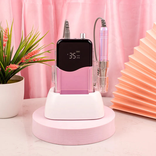 Portable Pink Nail Drill 35K RPM Professional Power