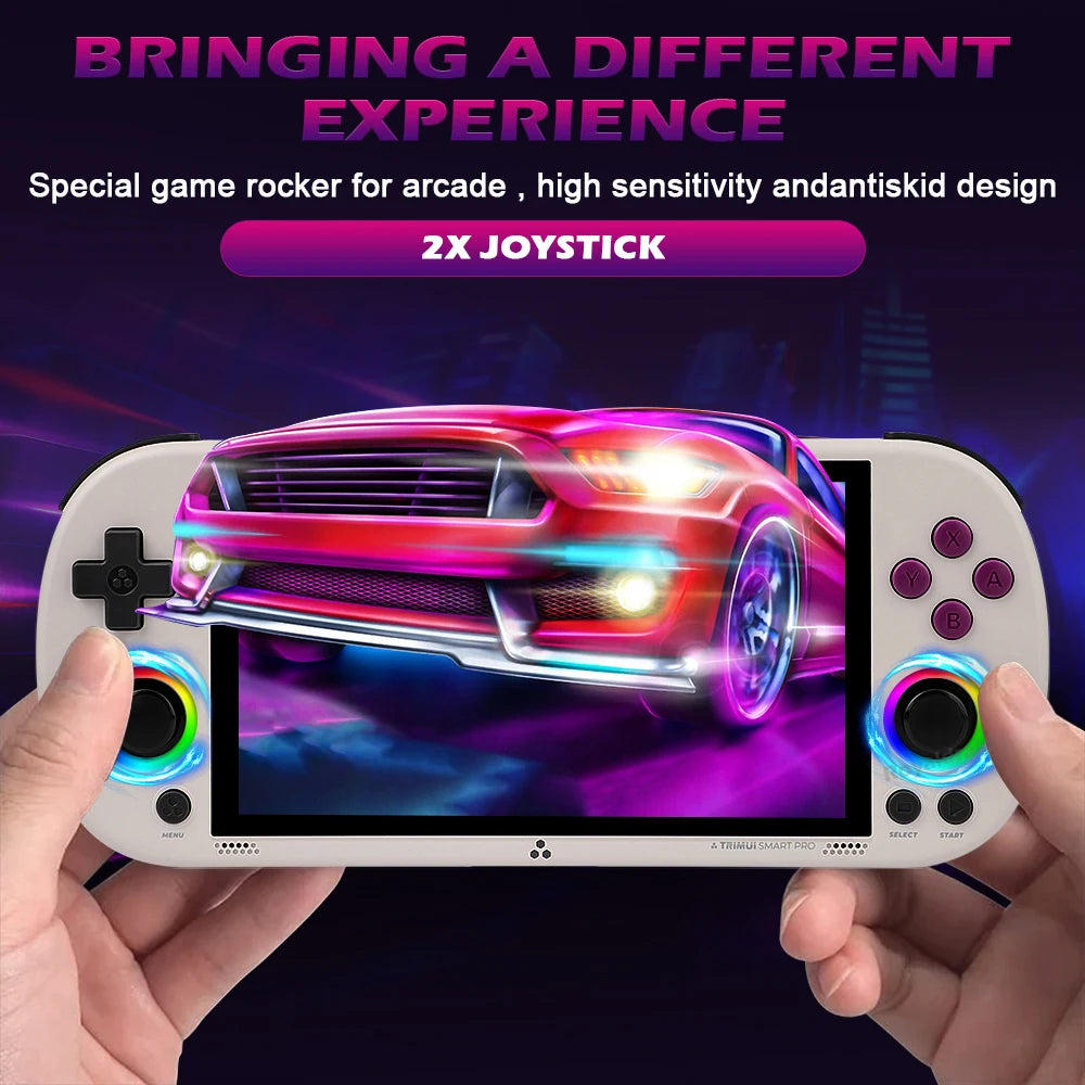 White Portable Retro Gaming Console with RGB Lighting
