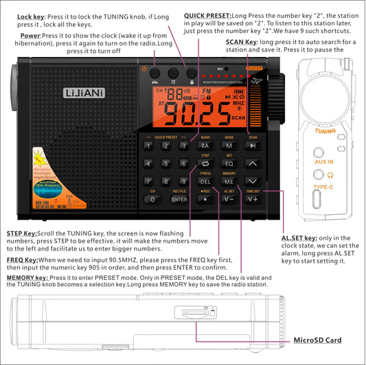 Rechargeable Portable Radio Bluetooth MP3 Player and Torch