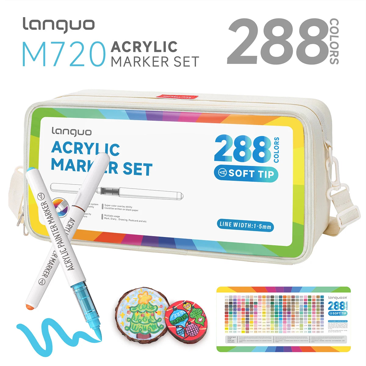 288 Colours Brush Tip Acrylic Paint Markers Art Set