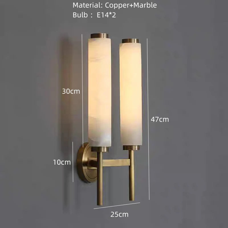 2 Piece Gold Marble Warm LED Wall Sconce 3000K
