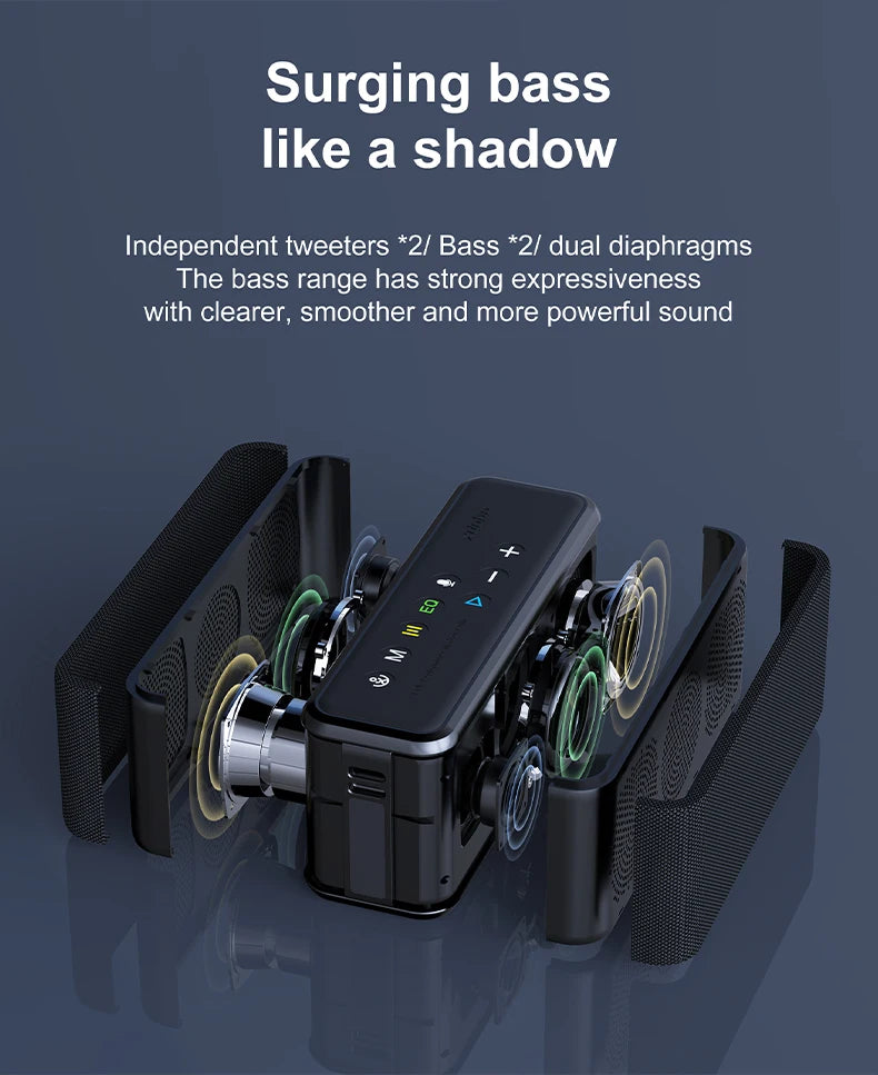 Portable 100W Bluetooth Speaker with Subwoofer and 20000mAh Battery