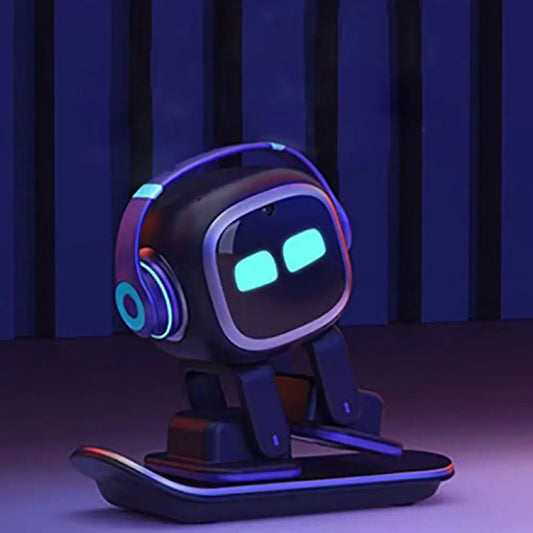 Desktop Electronic Black Robot with Dialogue Features