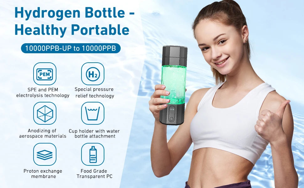 Portable Hydrogen Water Generator Bottle with Pressure Valve