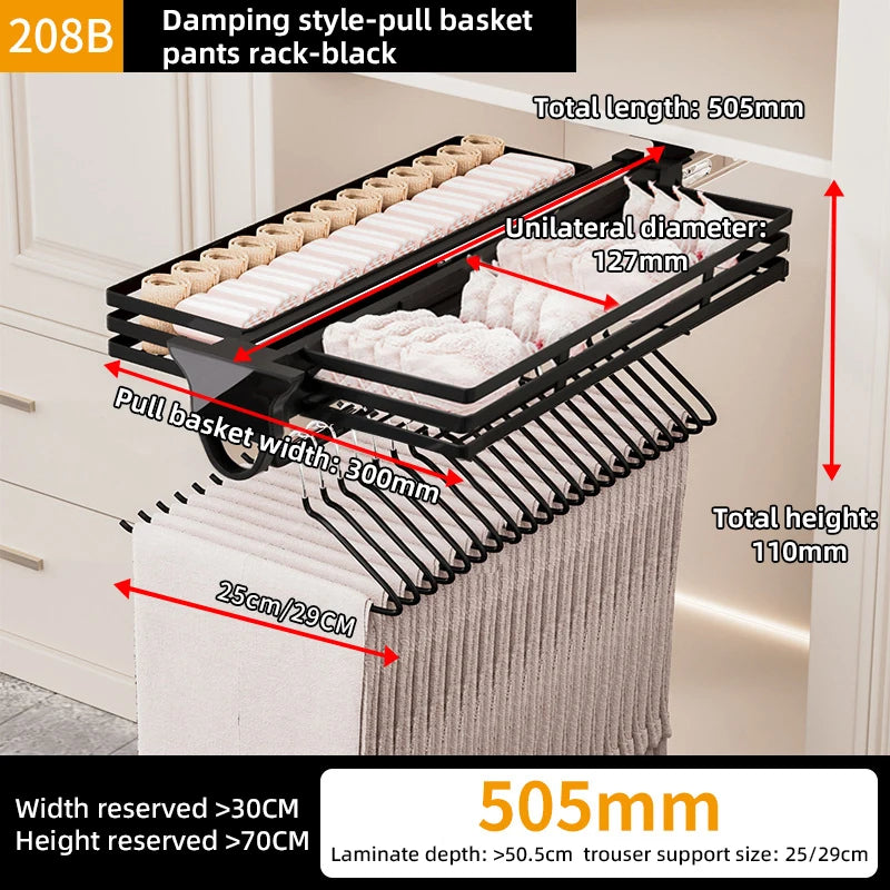 505mm Telescopic Trouser Rack Wardrobe Slide Rail