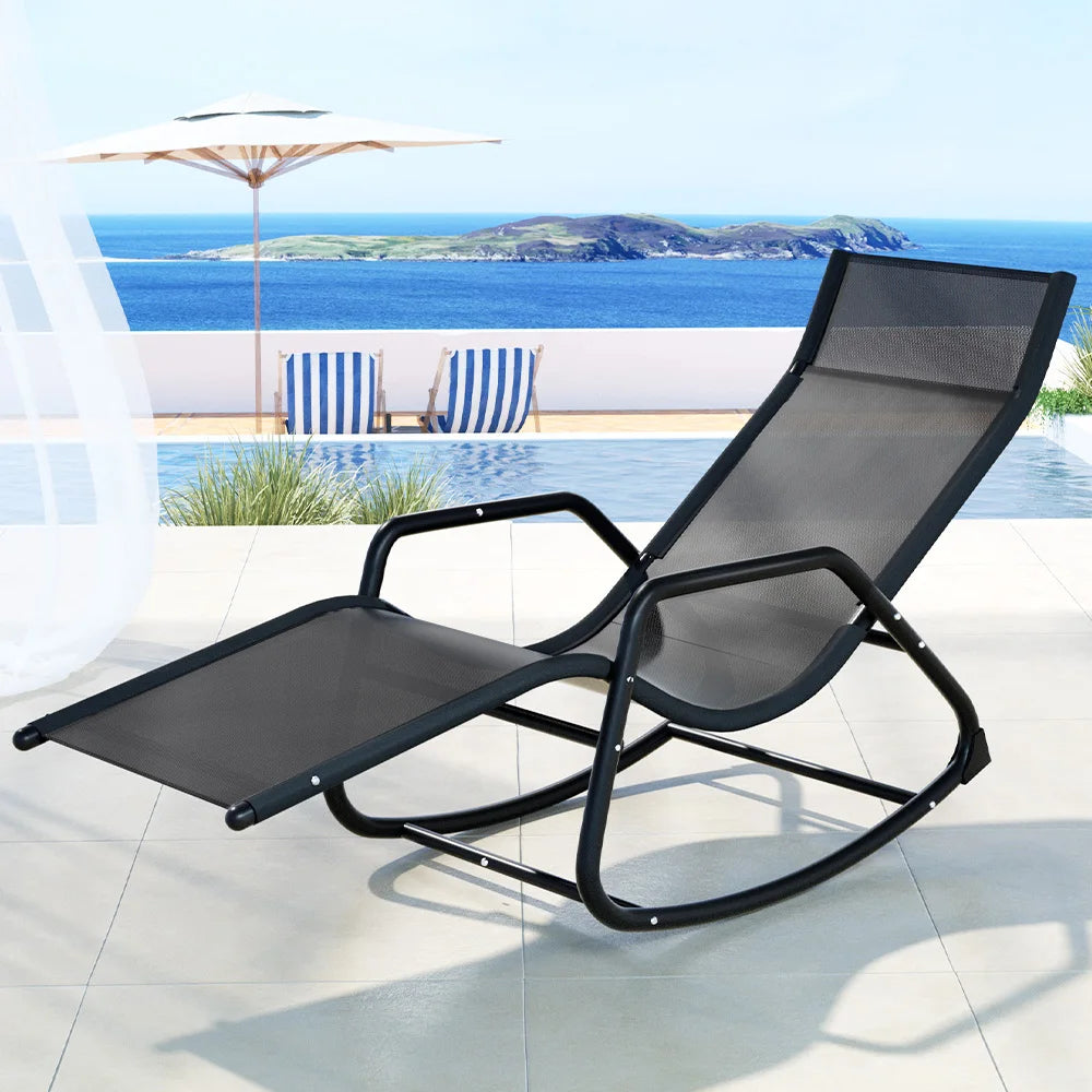 Poolside Wicker Lounger Chair with Rocking Feature