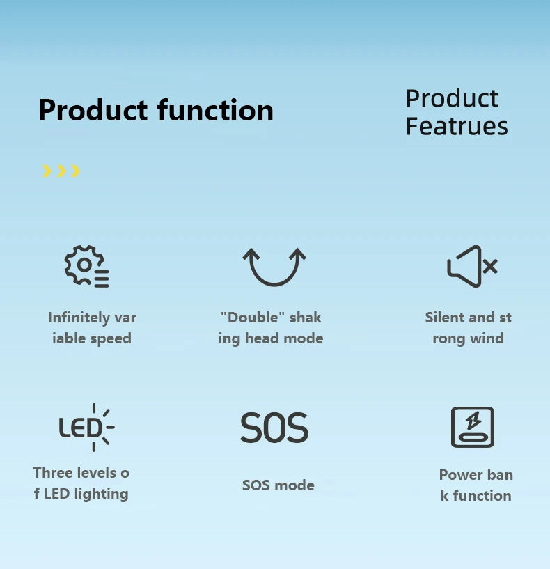 Portable 10000mAh Rechargeable Fan Outdoor LED Khaki