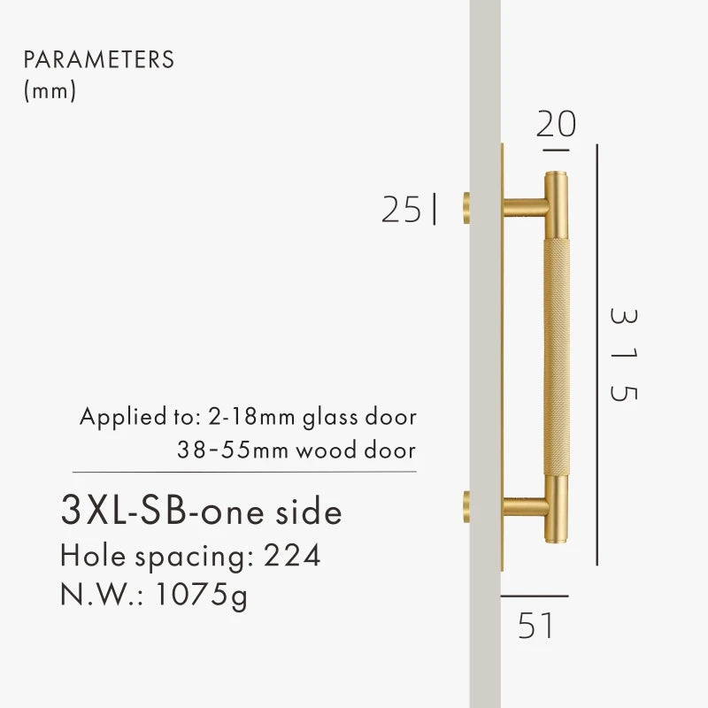 3XL Black Brass Door Handle Modern Pull