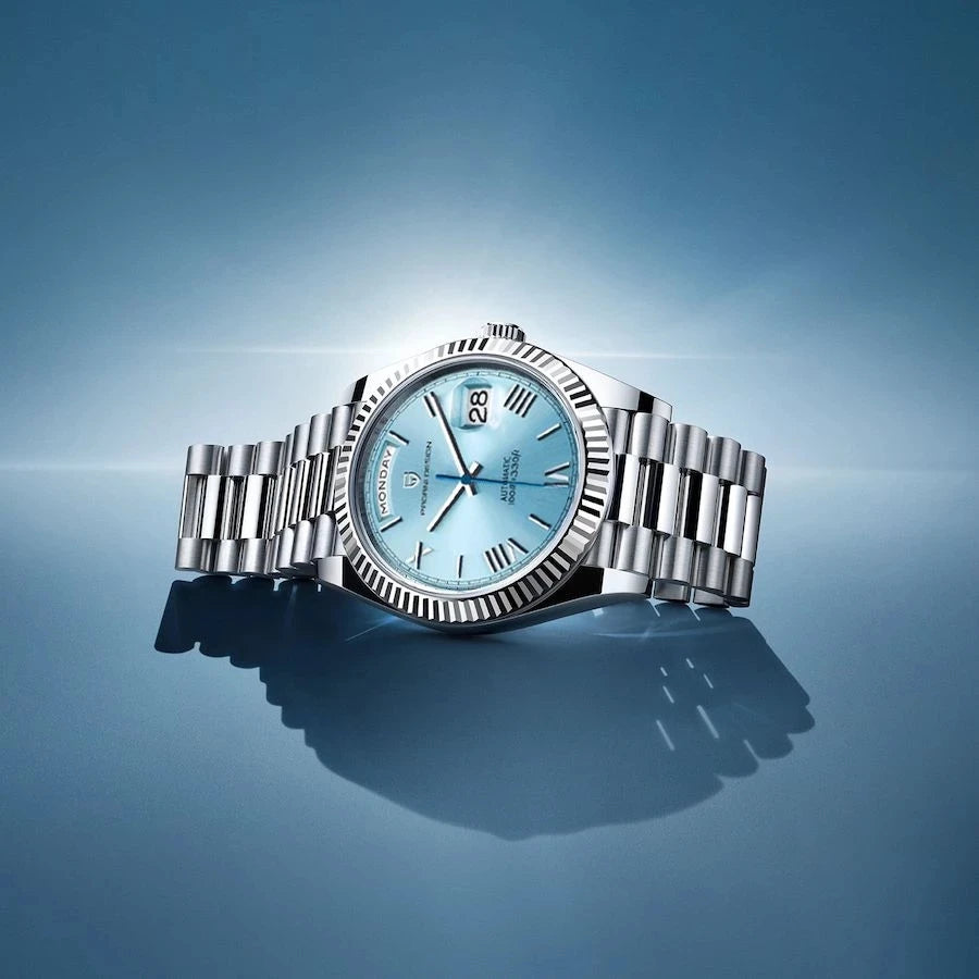 Luxury Automatic Mens Watch Sky Blue Dial