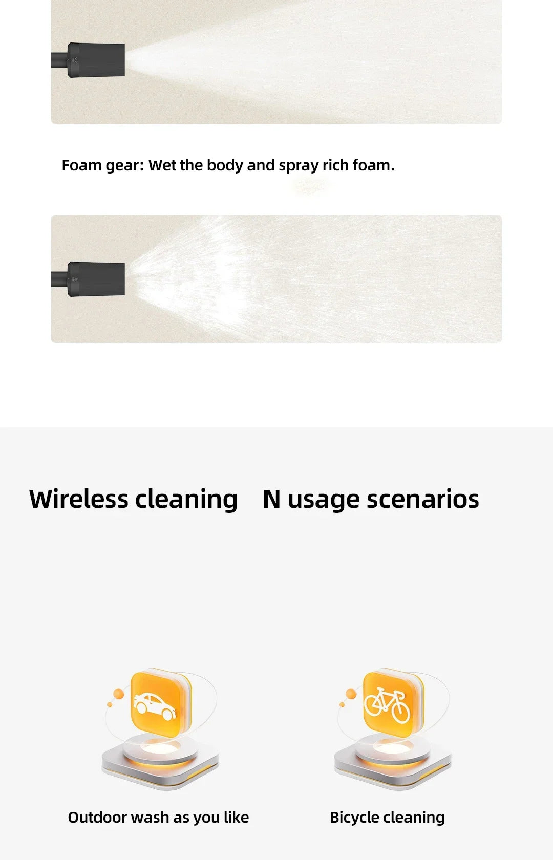 Portable Wireless Car Washer 160L/h High Pressure Cleaning