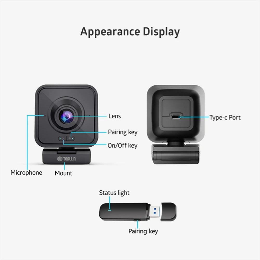 Wireless 1080P Webcam with Microphone for Streaming